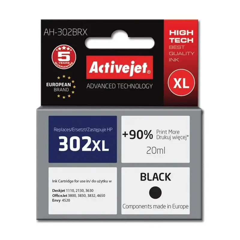 Συμβατό μελάνι HP 302XL black F6U68AE