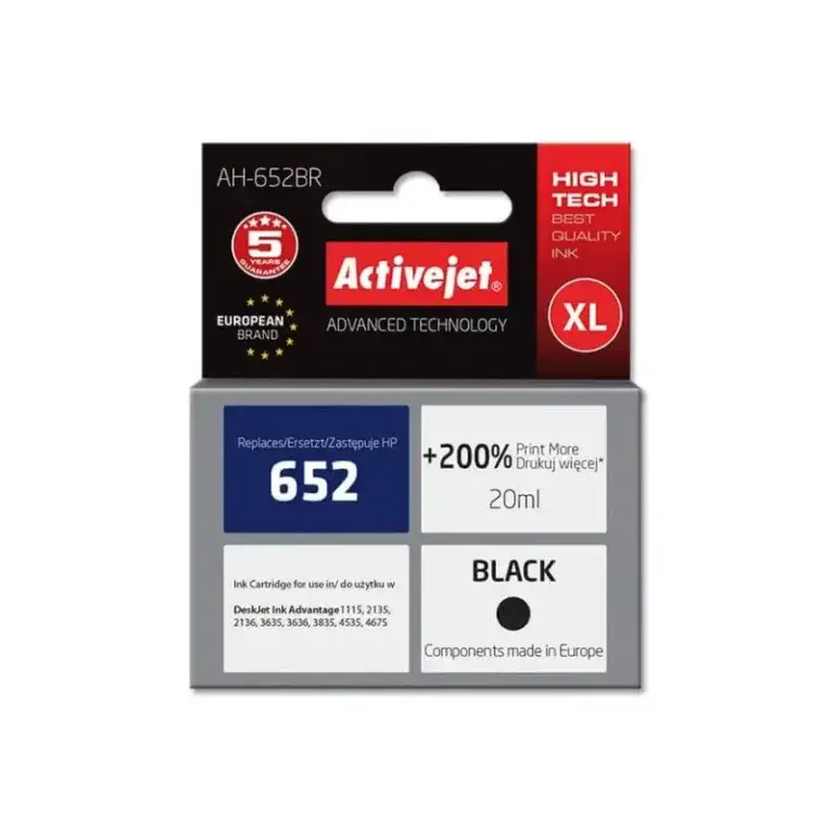 Συμβατό μελάνι HP 652XL black F6V25AE