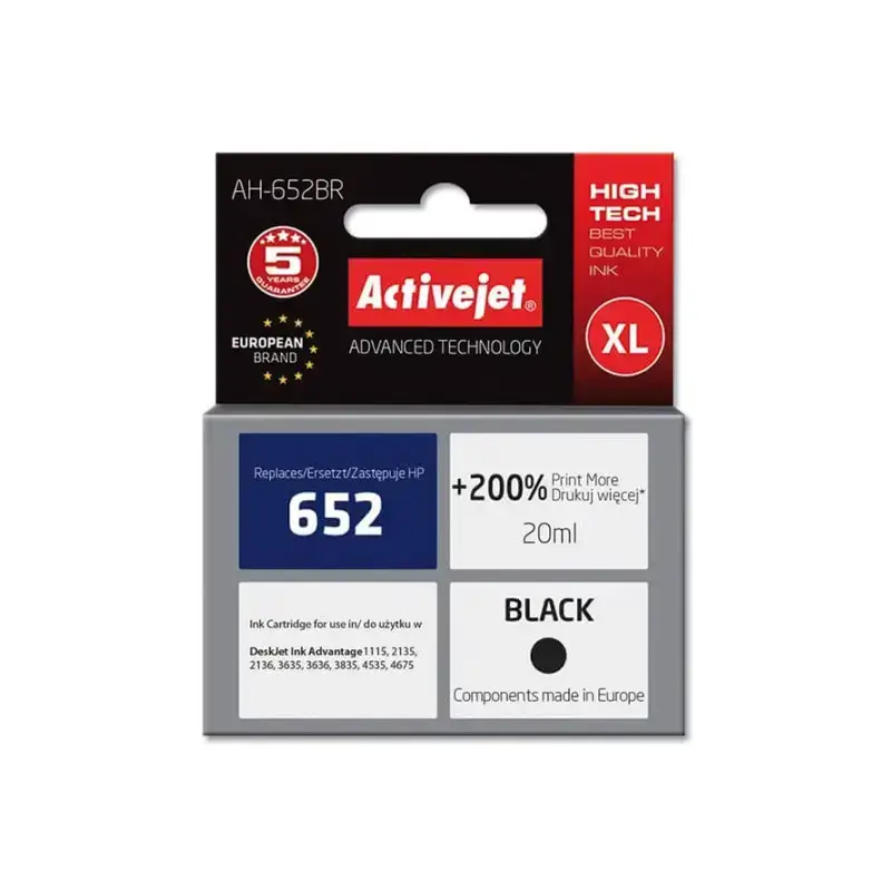 Συμβατό μελάνι HP 652XL black F6V25AE