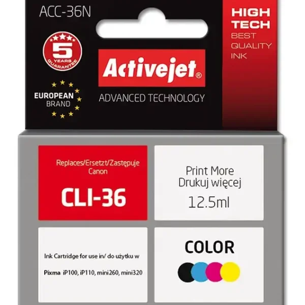 Συμβατό μελάνι Canon CLI-36 Color